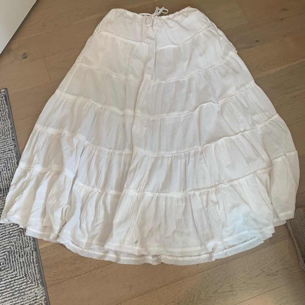Free People Simply Smitten White Tiered  Maxi Skirt